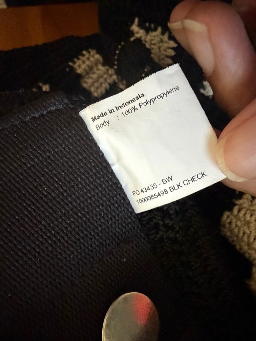 The Sak Lanie Market Tote Bag Black & Cream Crochet Checkered Checkerboard - Picture 6 of 6